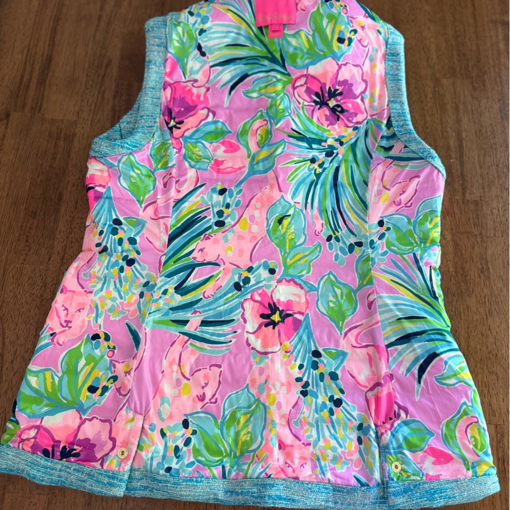 Lilly Pulitzer Noella Embellished Vest SZ M Turquoise Oasis Resort Boucle - Picture 14 of 16